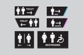 Set toilet signs. Men and women restroom icon sign right arrow. Disabled wheelchair icon. vector Royalty Free Stock Photo