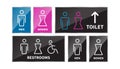 Set toilet signs. Men and women restroom line icon. Disabled wheelchair icon. vector illustration Royalty Free Stock Photo