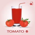 Set Of Tomato Juice And Fresh Ripe Tomatos.