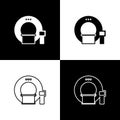 Set Tomography icon isolated on black and white background. Medical scanner, radiation. Diagnosis, radiology, magnetic Royalty Free Stock Photo