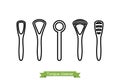 Set of tongue scraper or cleaner type - cartoon vector outline style