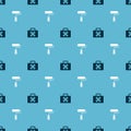 Set Toolbox and Paint roller brush on seamless pattern. Vector Royalty Free Stock Photo