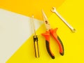 Set of tools on a colored background design Royalty Free Stock Photo
