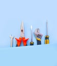 Set of tools on a colored background Royalty Free Stock Photo