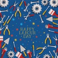 Set of tools construction labour day frame Royalty Free Stock Photo