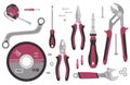 Set of tools for construction and repair in flat style. Vector illustration