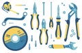 Set of tools for construction and repair in flat style. Vector illustration