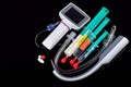 Set of tools and drugs for intubation