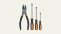 A set of tools featuring a pair of pliers and three screwdrivers Royalty Free Stock Photo
