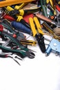 Set of tools on grey metal background Royalty Free Stock Photo