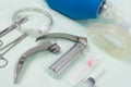 Set of tools for intubation tracheas Royalty Free Stock Photo