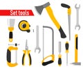 A set of tools for repair, construction and workshop in the style of flat Royalty Free Stock Photo