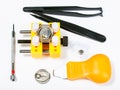 Set of tools for replacing battery in watch Royalty Free Stock Photo