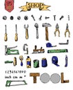 Set of tools in shop Royalty Free Stock Photo