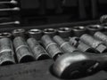 A set of tools and wrenches in a car workshop Royalty Free Stock Photo