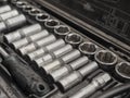 A set of tools and wrenches in a car workshop Royalty Free Stock Photo