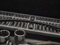 A set of tools and wrenches in a car workshop Royalty Free Stock Photo