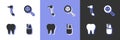 Set Toothbrush and toothpaste, drill, and Dental search icon. Vector