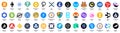 Set of top cryptocurrency tokens logos, crypto currency blockchain assets logo isolated. Crypto-Currency coins: Bitcoin, Ethereum