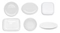 Set of top view empty white plate isolated on white Royalty Free Stock Photo