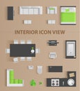 Set top view for interior icon design. Isolated Vector Illustration. Royalty Free Stock Photo