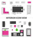 Set top view for interior icon design. Isolated Vector Illustration. Flat interior top view icon Royalty Free Stock Photo