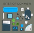 Set top view for interior icon design. Isolated Vector Illustration. Flat interior top view icon Royalty Free Stock Photo