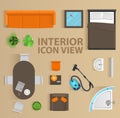 Set top view for interior icon design. Isolated Vector Illustration. Flat interior top view icon Royalty Free Stock Photo