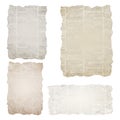 Set of torn newspaper pieces isolated on white background. Old grunge newspapers textured paper collection