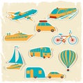 Set of tourist transport stickers