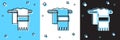 Set Towel on hanger icon isolated on blue and white, black background. Bathroom towel icon. Vector Royalty Free Stock Photo