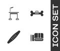 Set Towel stack, Pet grooming table, Nail file pet and Dog bone icon. Vector