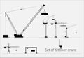 Set of tower cranes for industrial use