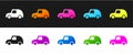 Set Toy car icon isolated on black and white background. Vector Royalty Free Stock Photo