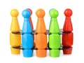 Set of toy plastic bowling pins Royalty Free Stock Photo