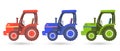 Set of tractors, agricultural transport. Icons, illustration vector Royalty Free Stock Photo