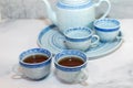 Traditional Blue and White Chinese Tea Set Royalty Free Stock Photo