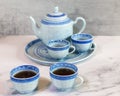 Traditional Blue and White Chinese Tea Set Royalty Free Stock Photo