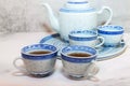 Traditional Blue and White Chinese Tea Set Royalty Free Stock Photo