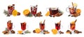 Set of traditional Christmas mulled wine in different glasses Royalty Free Stock Photo