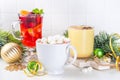 Set of traditional Christmas winter drinks Royalty Free Stock Photo