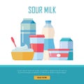 Set of Traditional Dairy Products from Sour Milk