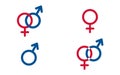 Set, traditional female and male symbols, Venus and Mars, Vector