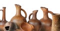 A set of traditional Georgian wine jugs and clay cups Royalty Free Stock Photo