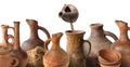 A set of traditional Georgian wine jugs and clay cups Royalty Free Stock Photo