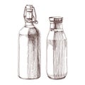 A set of Traditional Glass Milk Bottles