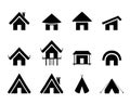 Set of traditional home icon in minimal