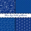 Set of traditional Hungarian blue dye batik patterns