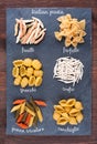 Set of traditional Italian pasta Royalty Free Stock Photo