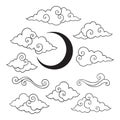 Set of traditional oriental clouds ornament vector isolated elements collection Royalty Free Stock Photo